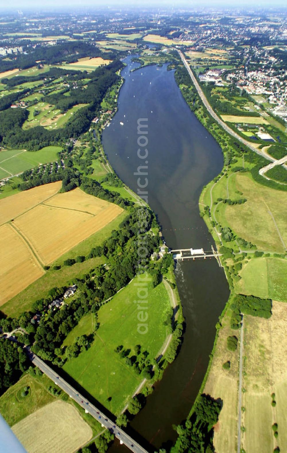 Aerial photograph Bochum - Blick auf den Golfplatz Stiepel bei Bochum in der nähe des Kemnader Stausee.