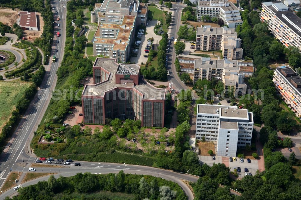 Mainz from the bird's eye view: Building the HDI-Gerling companies and Wolfgang Gerbere insurance AG in Mainz in Rhineland-Palatinate