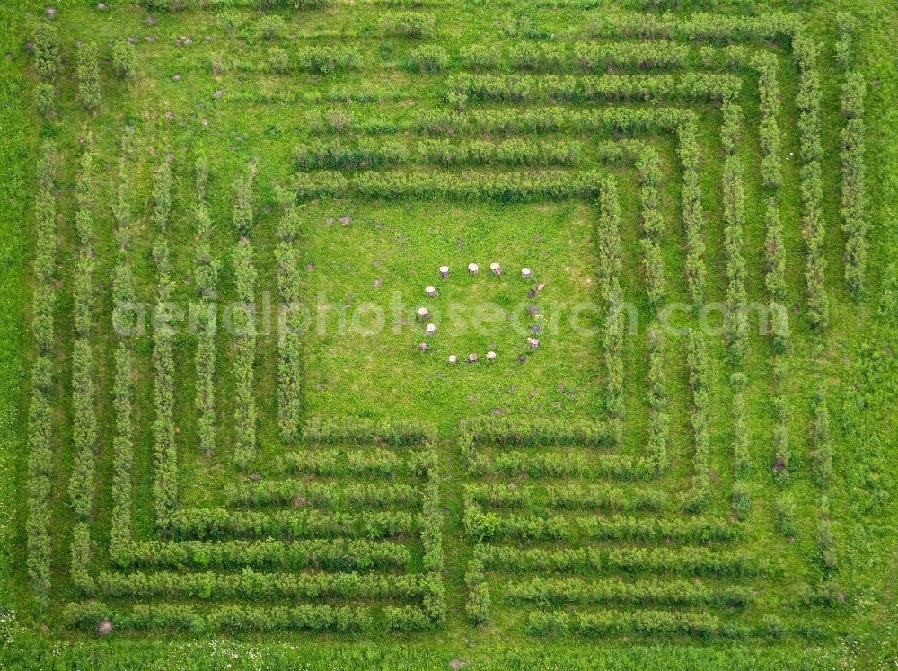 Aerial image Oberhausen - View of hedgerows in the garden Osterfeld in Oberhausen in the state of North Rhine-Westphalia