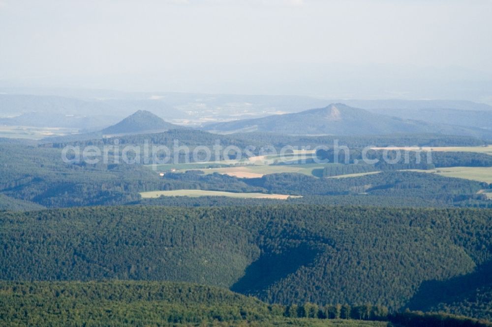 Singen (Hohentwiel) from above - Volcanoes and crater landscape of Hohentwiel and Hohenneufen in the district Hohentwiel in Singen (Hohentwiel) in the state Baden-Wuerttemberg