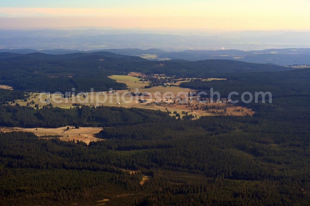 Fruhbuss from the bird's eye view: Heathland landscape Fruehbusser Heide in Fruhbuss Ore Mountains in Cechy - Boehmen, Czech Republic