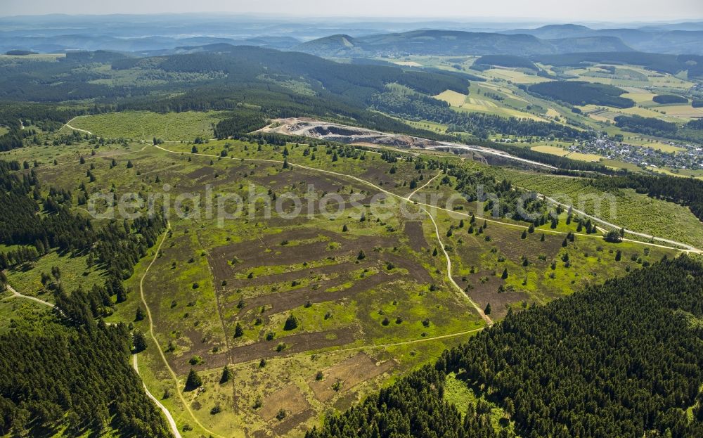 Aerial photograph Winterberg - Heathland in the mountains of Rothaargebirge in Winterberg in the state North Rhine-Westphalia