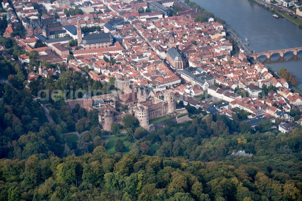 Aerial image Heidelberg - Heidelberg and Castle in Baden-Wuerttemberg