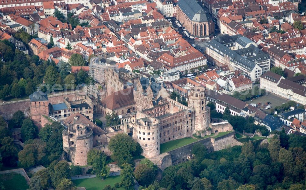 Aerial photograph Heidelberg - Heidelberg and Castle in Baden-Wuerttemberg