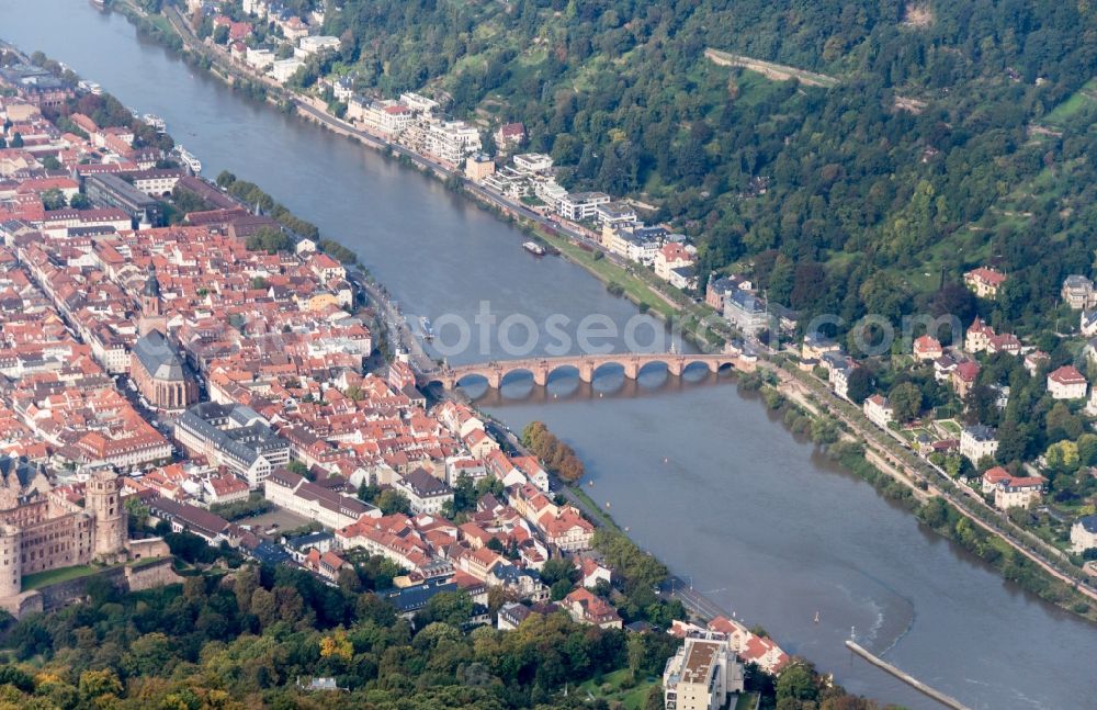 Aerial image Heidelberg - Heidelberg and Castle in Baden-Wuerttemberg