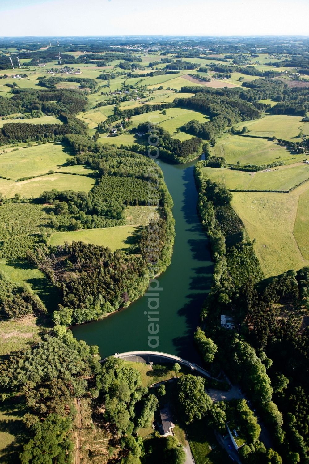 Aerial image Ennepetal - View of the Heilenbecker dam in Ennepetal in the state of North Rhine-Westphalia