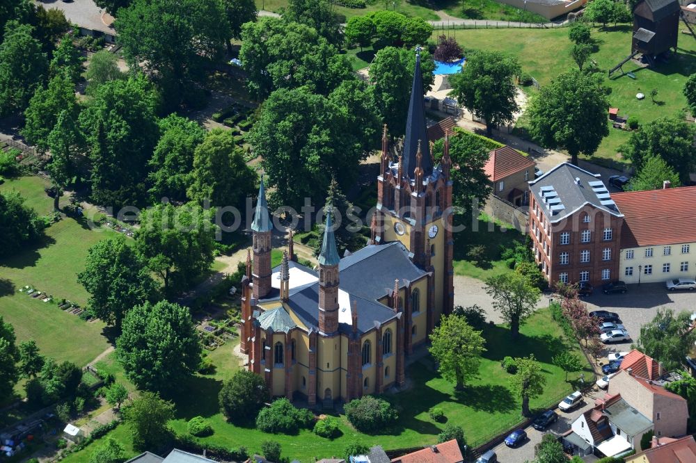 Werder Havel from above - Heilig-Geist Church in Werder in Brandenburg