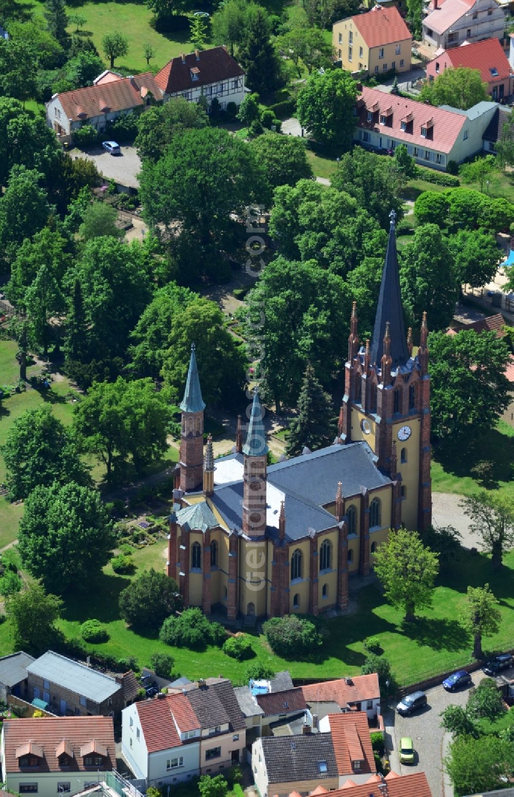 Werder Havel from the bird's eye view: Heilig-Geist Church in Werder in Brandenburg