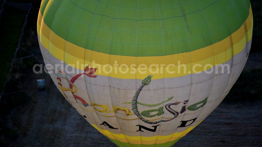 Aerial image Bonn - Hot air balloon in flight over the airspace of Bruchhausen (Neuwied district) in Rheinland-Pfalz, Germany