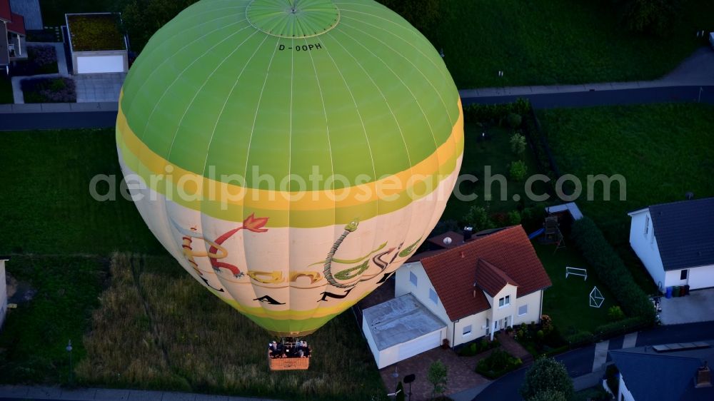 Bonn from above - Hot air balloon in flight over the airspace of Bruchhausen (Neuwied district) in Rheinland-Pfalz, Germany