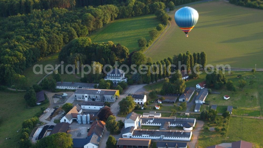 Hoholz from above - Hot air balloon flying over the airspace in Hoholz in the state North Rhine-Westphalia, Germany