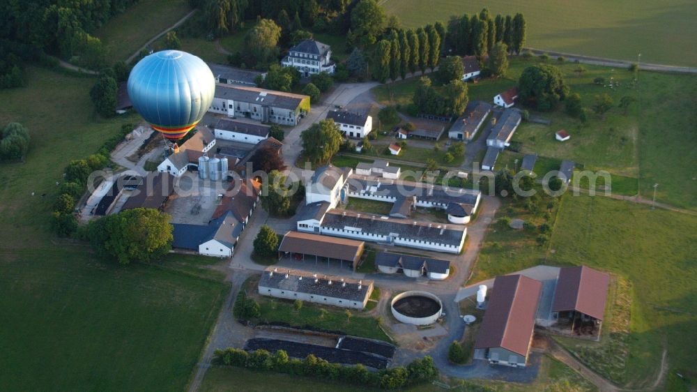 Aerial photograph Hoholz - Hot air balloon flying over the airspace in Hoholz in the state North Rhine-Westphalia, Germany