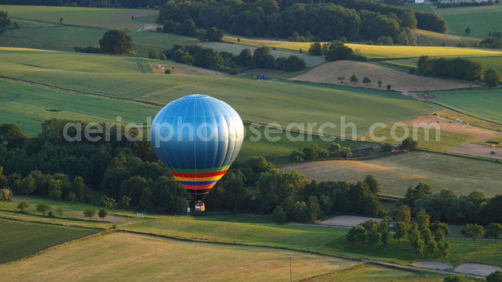 Aerial image Hoholz - Hot air balloon flying over the airspace in Hoholz in the state North Rhine-Westphalia, Germany