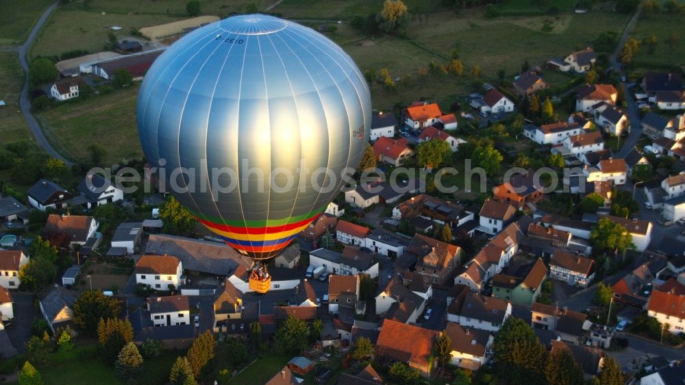 Hoholz from above - Hot air balloon flying over the airspace in Hoholz in the state North Rhine-Westphalia, Germany