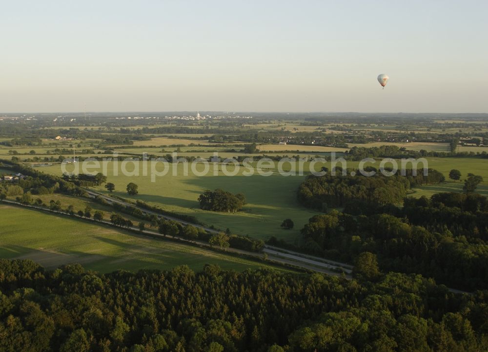 Tüttendorf from the bird's eye view: Hot air balloon in Tuettendorf in Schleswig-Holstein