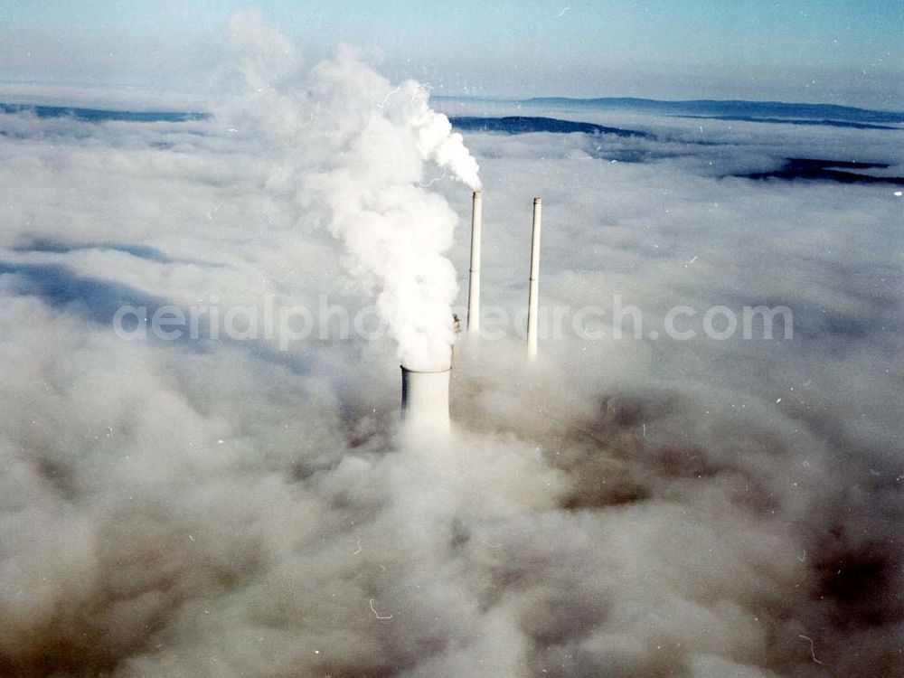 Schandorf Wackersdorf from above - 30.09.2002 Heizkraftwerk Bayern Türme in den Wolken Schandorf Wackersdorf