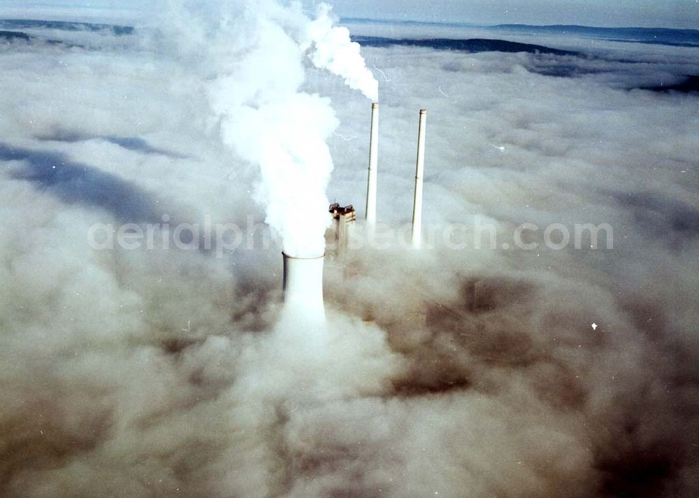 Schandorf Wackersdorf from above - 30.09.2002 Heizkraftwerk Bayern Türme in den Wolken Schandorf Wackersdorf