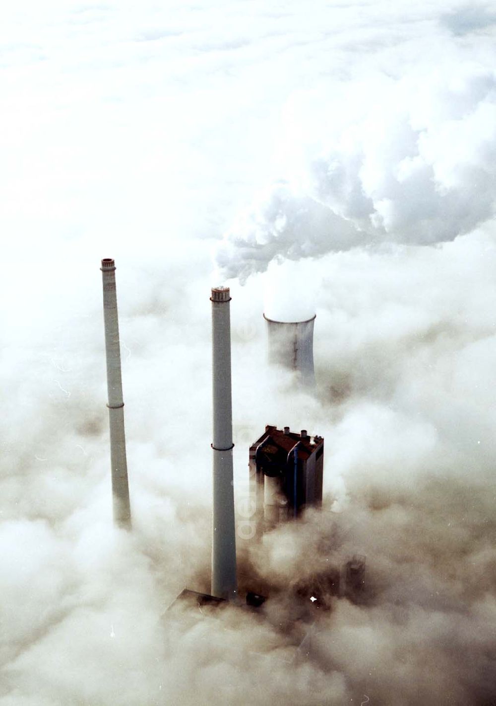 Aerial photograph Schandorf Wackersdorf - 30.09.2002 Heizkraftwerk Bayern Türme in den Wolken Schandorf Wackersdorf