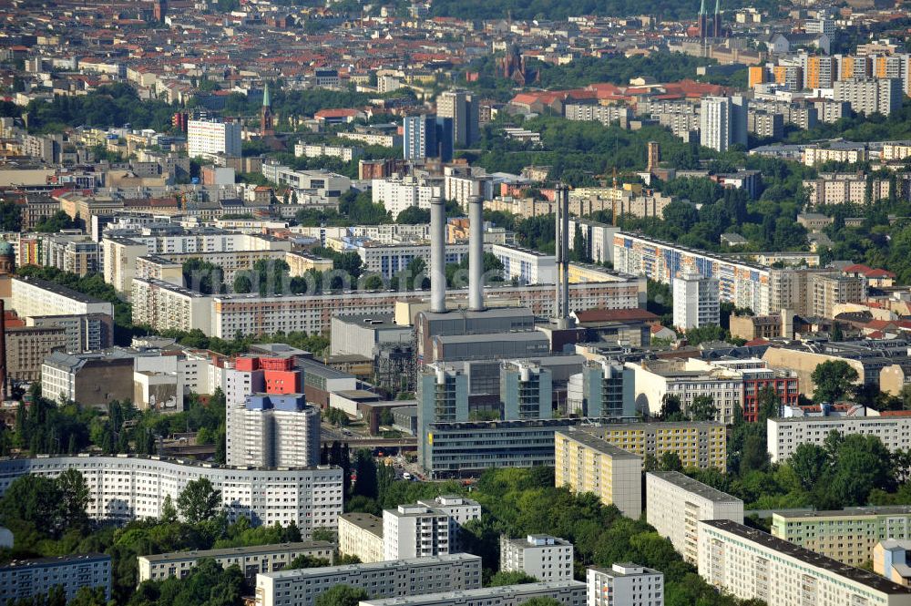 Aerial photograph Berlin - Heizkraftwerk HKW Berlin-Mitte vom Betreiber Vattenfall. Combined heat and power station Berlin-Mitte.