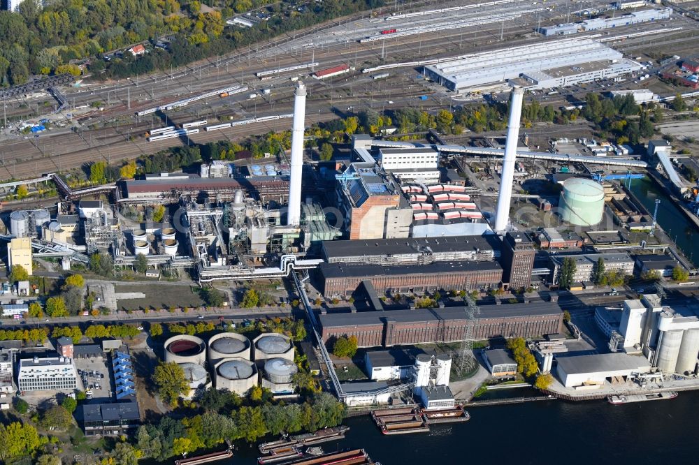 Aerial photograph Berlin - Combined heat and power station plant Klingenberg on Koepenicker Chaussee in Berlin-Rummelsburg