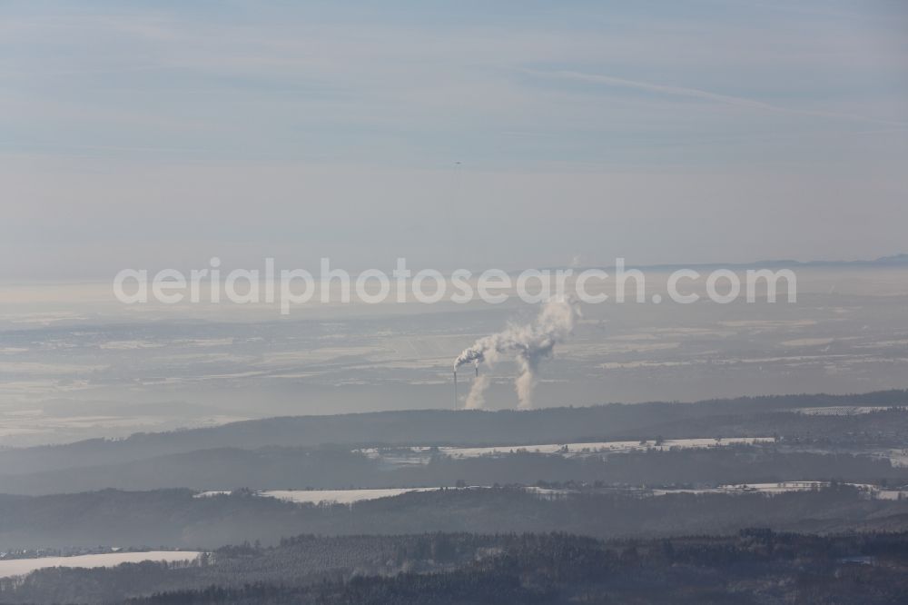 Heilbronn from the bird's eye view: View of the power station in Heilbronn in Baden-Wuerttemberg. The power station is located on the Neckar, from which the cooling water is drawn and the delivery of coal is carried by barge