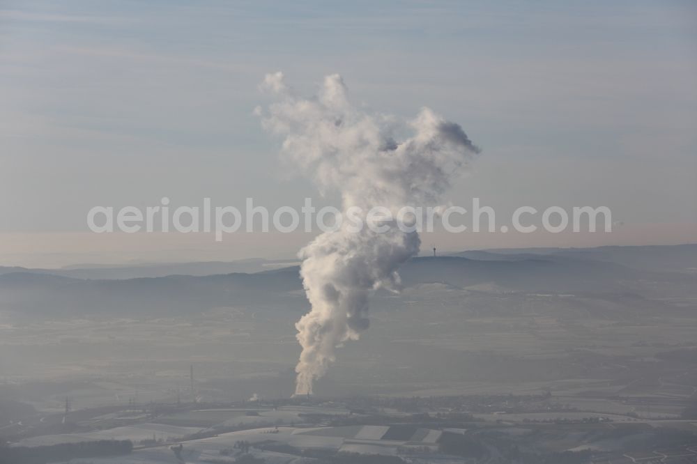 Aerial image Heilbronn - View of the power station in Heilbronn in Baden-Wuerttemberg. The power station is located on the Neckar, from which the cooling water is drawn and the delivery of coal is carried by barge