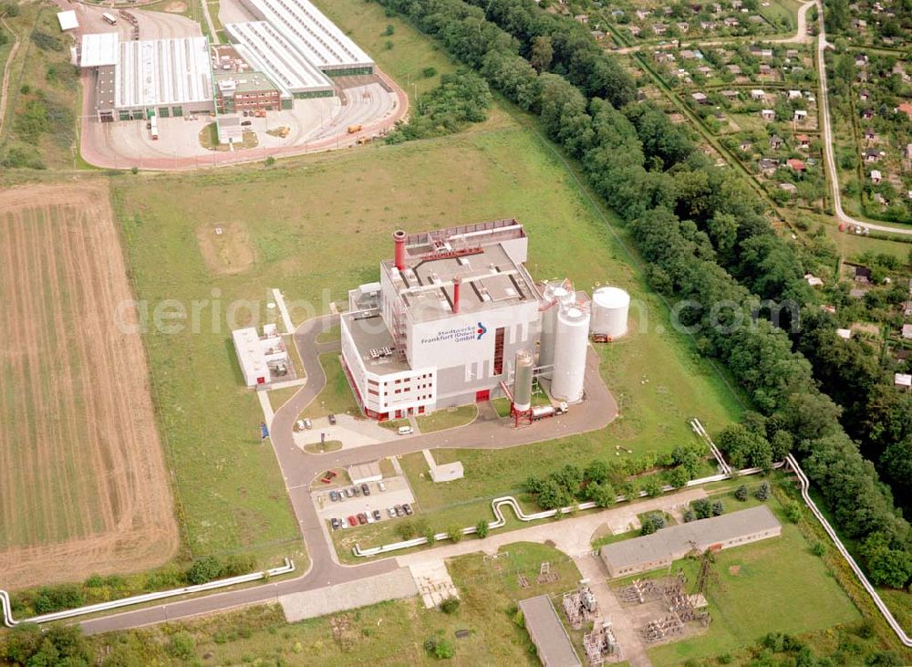 Frankfurt / Oder from the bird's eye view: Heizkraftwerk der Stadtwerke Frankfurt/Oder an der Autobahn.