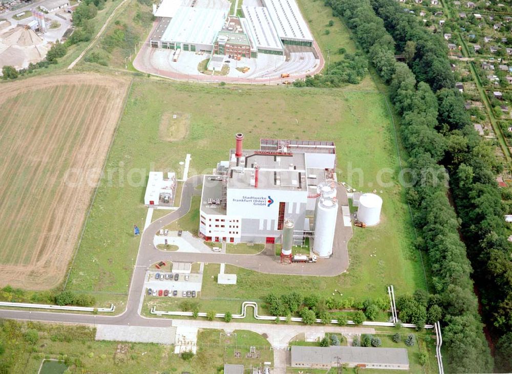 Aerial image Frankfurt / Oder - Heizkraftwerk der Stadtwerke Frankfurt/Oder an der Autobahn.