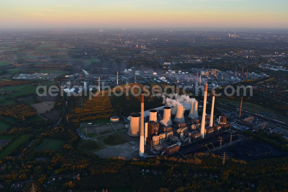 Aerial image Gelsenkirchen - Heat and power plants of E.ON power plants GmbH in Gelsenkirchen in North Rhine-Westphalia