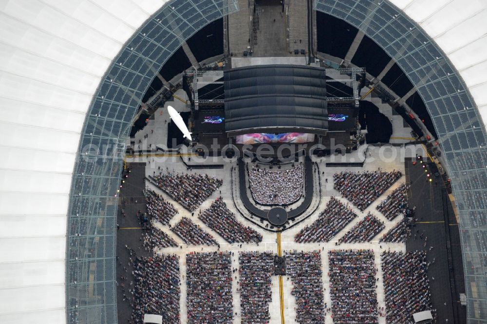 Aerial image Berlin - Helene Fischer - Music concert in the grounds of the Arena olympic stadium in Berlin in Germany