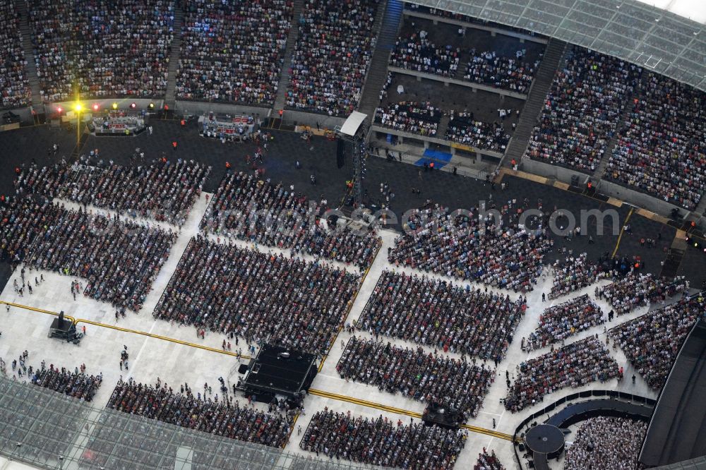 Aerial photograph Berlin - Helene Fischer - Music concert in the grounds of the Arena olympic stadium in Berlin in Germany