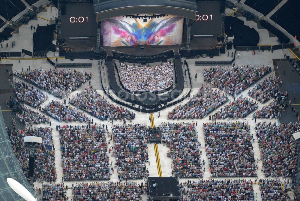 Aerial photograph Berlin - Helene Fischer - Music concert in the grounds of the Arena olympic stadium in Berlin in Germany