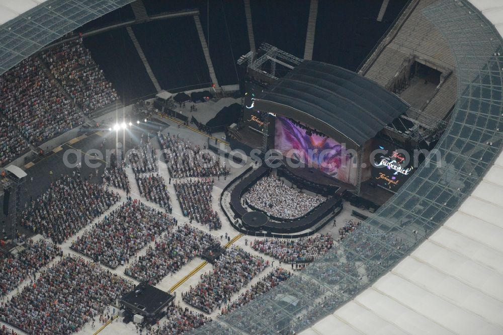 Aerial image Berlin - Helene Fischer - Music concert in the grounds of the Arena olympic stadium in Berlin in Germany