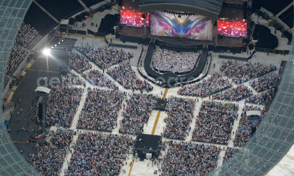 Aerial image Berlin - Helene Fischer - Music concert in the grounds of the Arena olympic stadium in Berlin in Germany