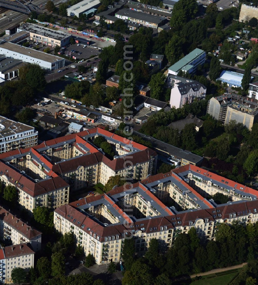 Berlin OT Friedrichshain from above - View of the Helenenhof in the district of Friedrichshain in Berlin