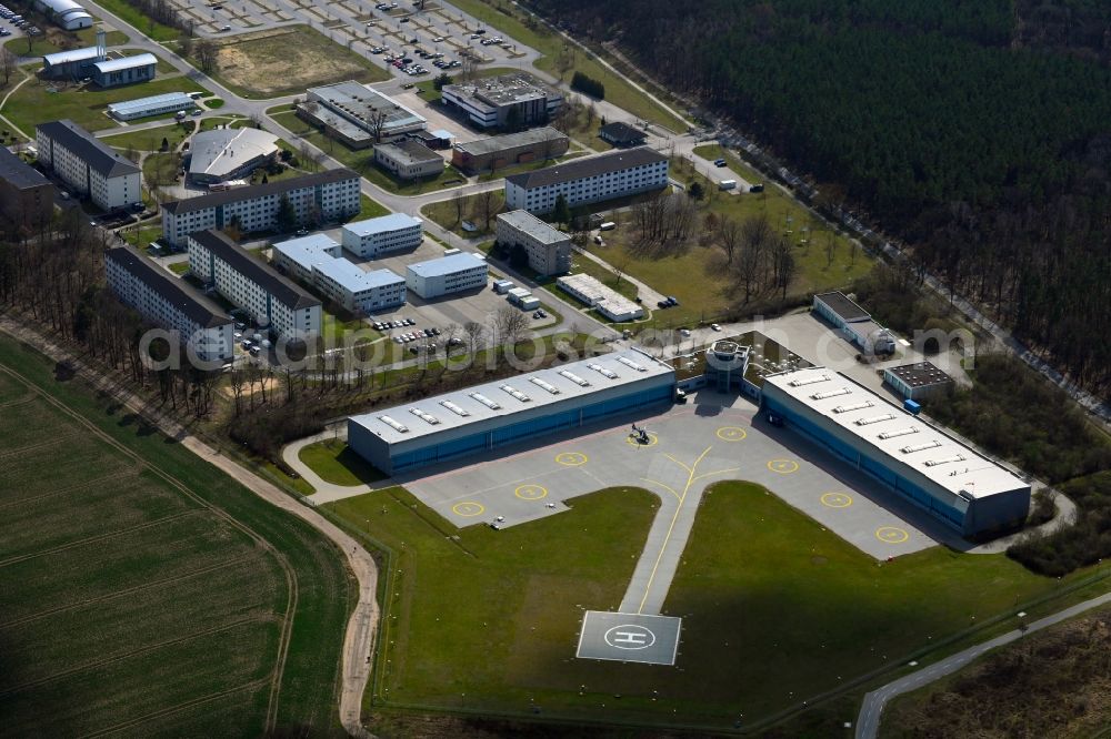Aerial photograph Blumberg - Helipad - airfield for helicopters of Federal Police Bundespolizei Fliegerstaffel and Polizeihubschrauberstaffel in Blumberg in the state Brandenburg, Germany