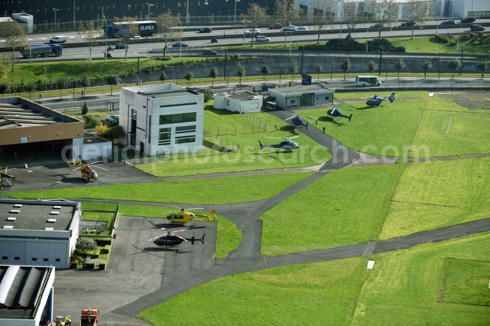 Paris from the bird's eye view: Helipad - airfield for helicopters Issy-les-Moulineaux in Paris in Ile-de-France, France