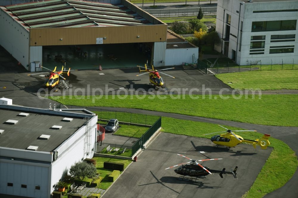 Paris from above - Helipad - airfield for helicopters Issy-les-Moulineaux in Paris in Ile-de-France, France
