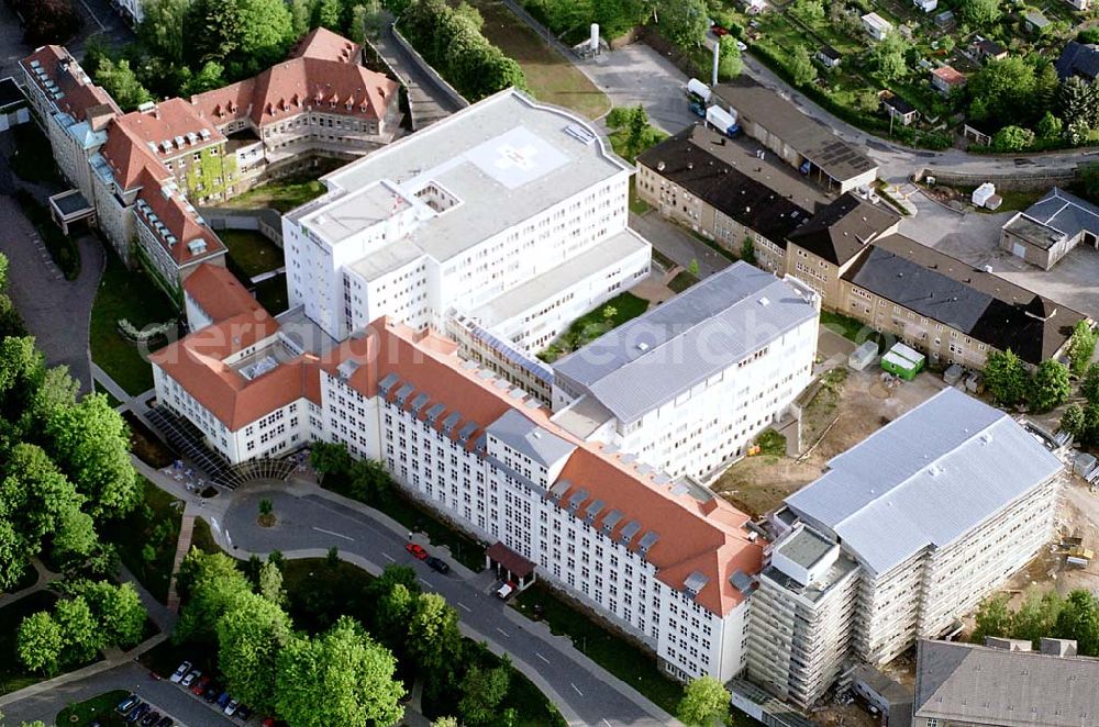 Aue/ Sachsen from above - Helios-Klinikum in Aue. Datum: 24.05.03