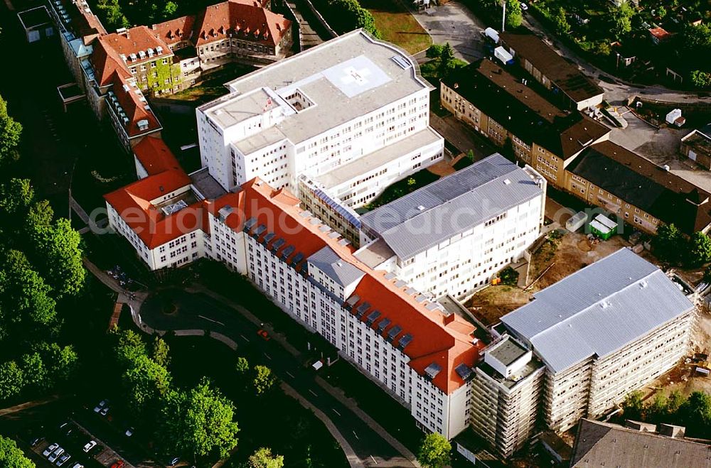 Aue/ Sachsen from the bird's eye view: Helios-Klinikum in Aue. Datum: 24.05.03