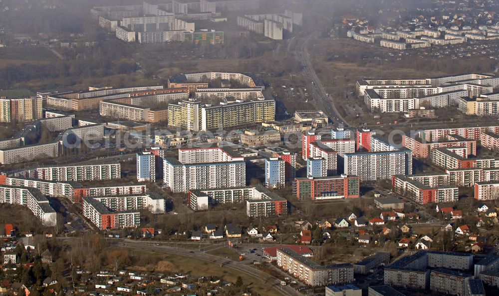 Aerial image Berlin - Blick auf die Großwohnsiedlung in Hellersdorf. View of the large housing estate in Hellersdorf.