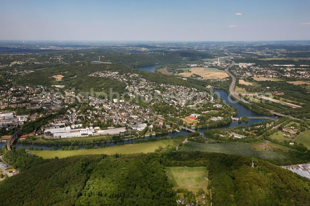 Aerial image Herdecke - View of the Hengsteysee in Herdecke in the state of North Rhine-Westphalia