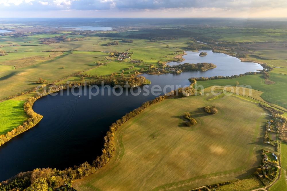 Penzlin from the bird's eye view: Autumn landscape with the Penzliner city lake in Penzlin in Mecklenburg-Western Pomerania