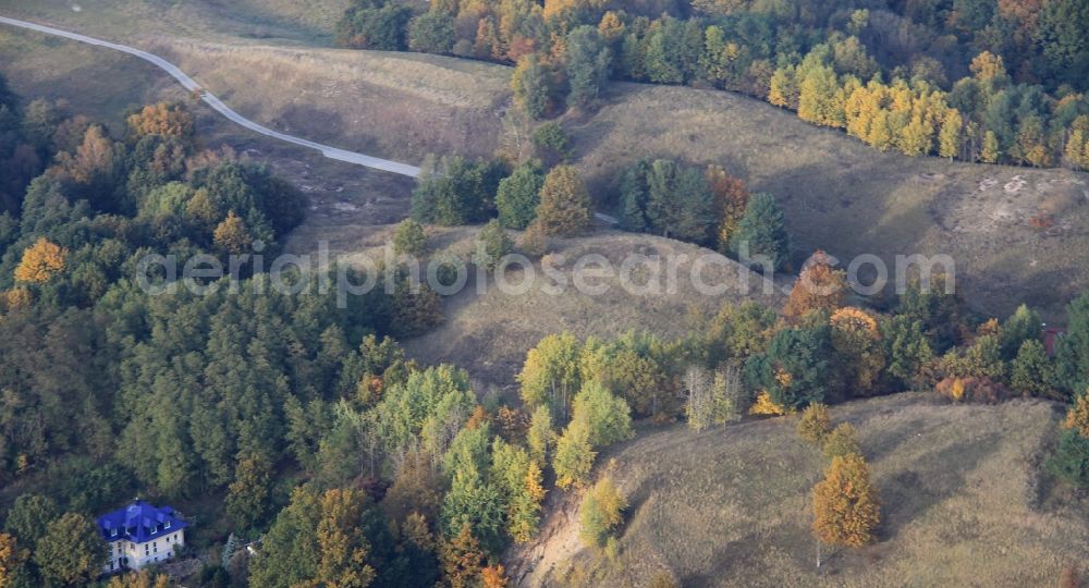 Stolpe from above - Autumnal brightly colored heathland and hills in Stolpe in Brandenburg