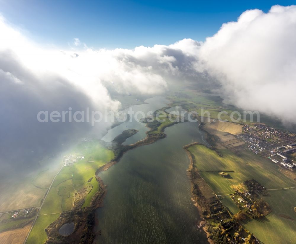 Güstrow from the bird's eye view: Autumn clouds veiled Lakelands Güstrow in Mecklenburg - Western Pomerania