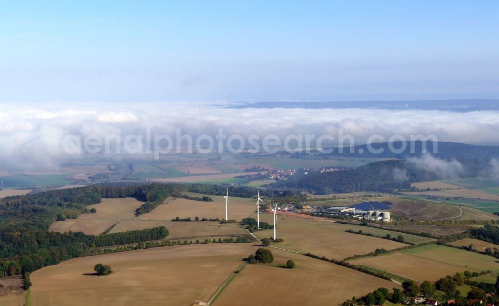 Aerial photograph Witzenhausen - Autumn fog and haze in Witzenhausen in the state Hesse