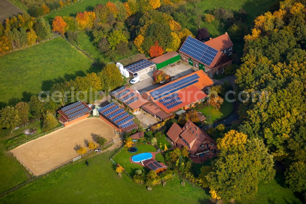 Aerial image Hamm - Building of stables of Walter Knickenberg In der Geithe in autumnal Hamm in the state of North Rhine-Westphalia