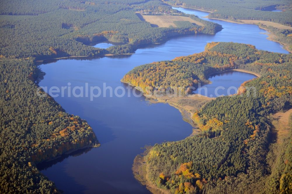 Aerial photograph Uckermark - View onto the nature preserve North Uckermark seascape in the district Uckermark in the state Brandenburg. Lakes that are on view, are Großer Küstrinsee and Kleiner Küstrinsee