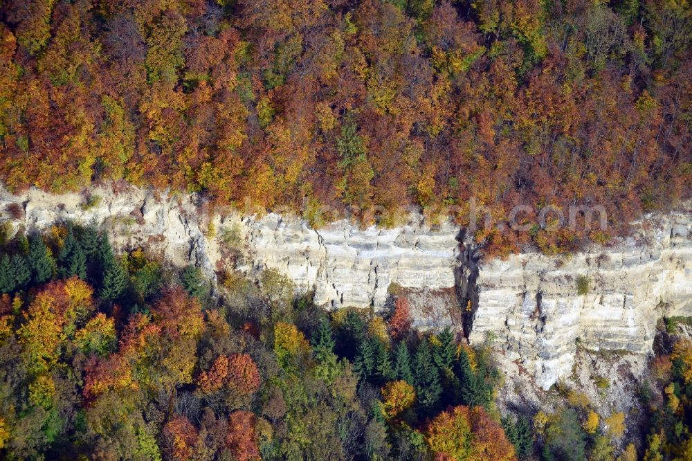 Aerial image Dielmissen - View of the autumnal nature reserve with the elevation Tuchtberg in Dielmissen in the state Lower Saxony