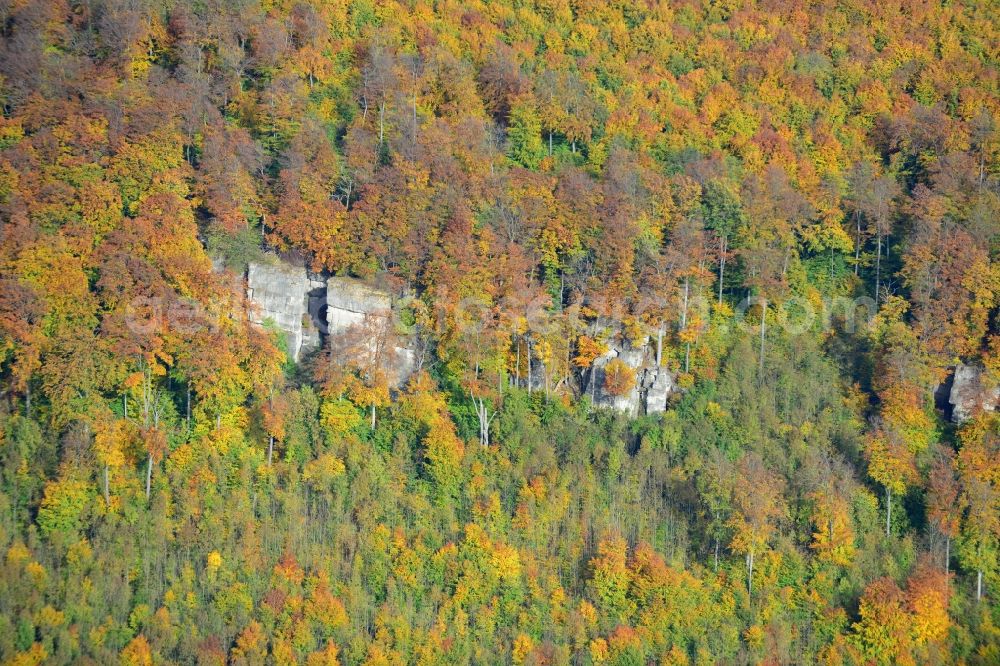 Dielmissen from the bird's eye view: View of the autumnal nature reserve with the elevation Tuchtberg in Dielmissen in the state Lower Saxony